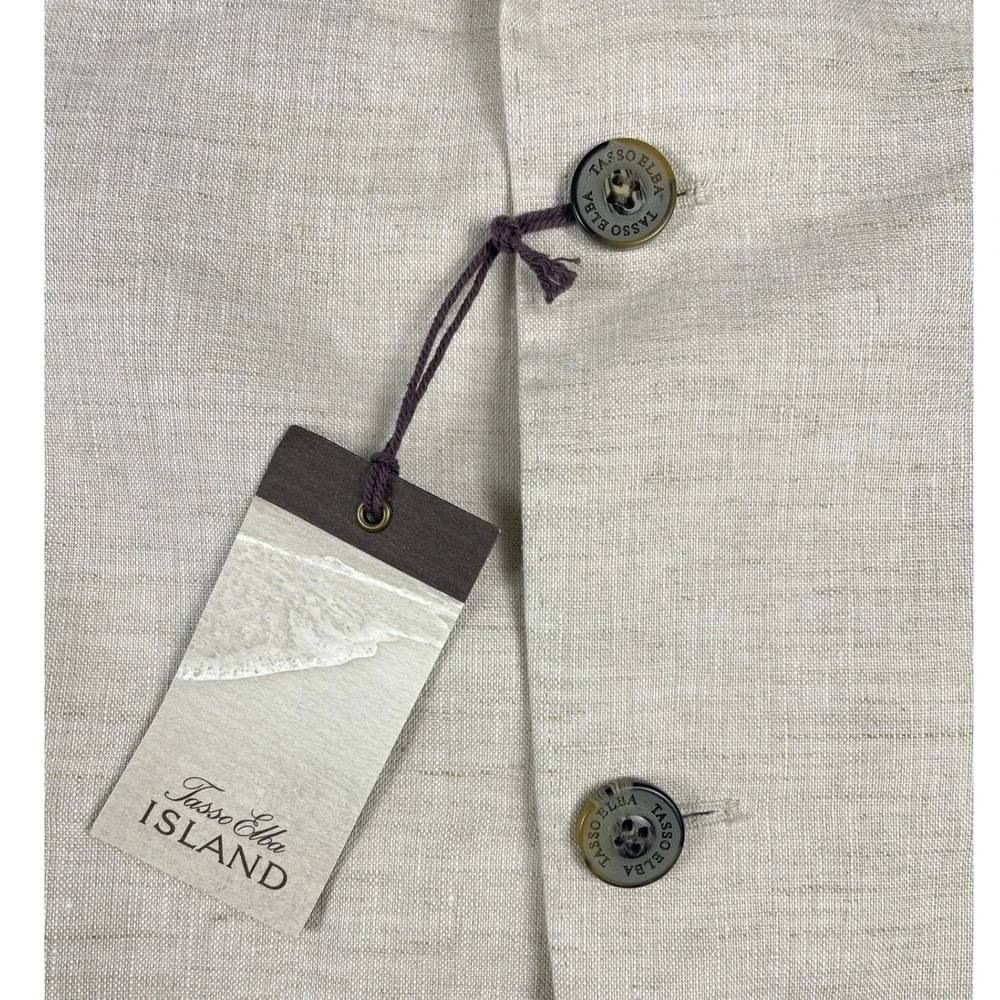 Tasso Elba Blazer NWT Mens 3XL Natural Khaki Island 100% Linen Sport Coat